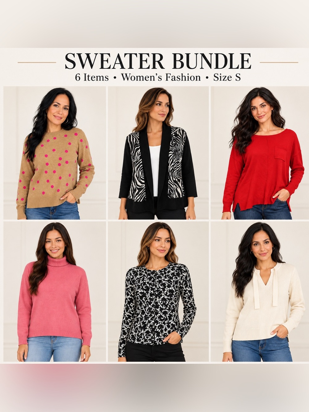 Women’s Sweater & Cardigan Bundle 6 Pieces Mixed Brands fall fashion winter /S